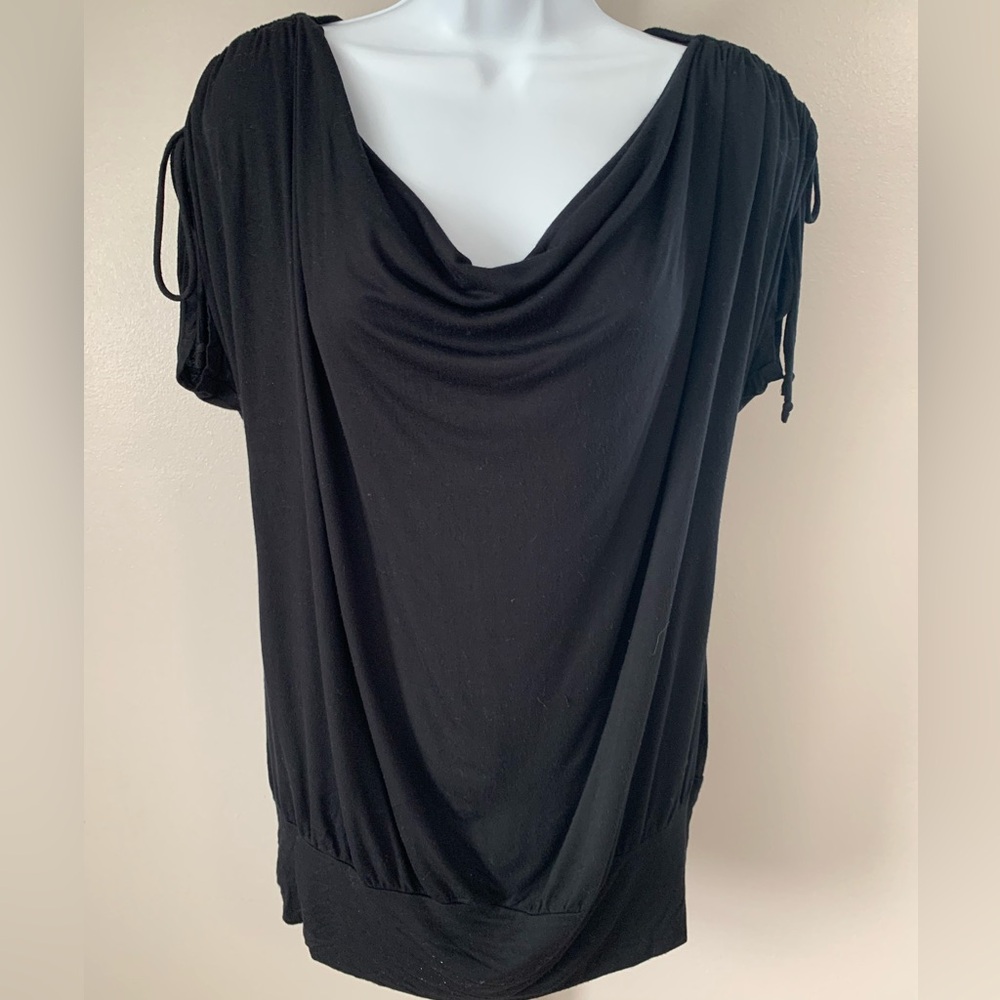 Fashion Bug Black Drape Neck Blouse